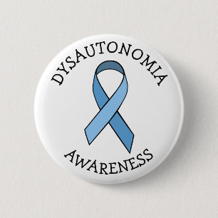 Macaron Rond 5 Cm Pin bleu de ruban de conscience de dysautonomie
