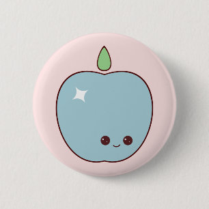 Macaron Rond 5 Cm Pin bleu heureux d'Apple