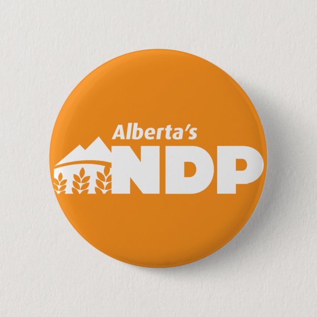 Macaron Rond 5 Cm Pin d'Alberta NDP (Devant)