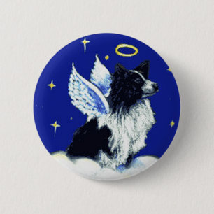 Macaron Rond 5 Cm Pin d'ange de border collie