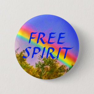 MACARON ROND 5 CM PIN D'ARC-EN-CIEL D'ESPRIT LIBRE