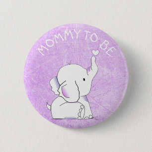 Macaron Rond 5 Cm Pin de baby shower d'éléphant de Purple Heart