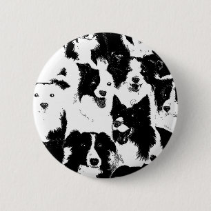 Macaron Rond 5 Cm Pin de border collie