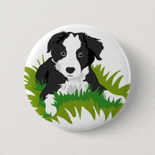 Macaron Rond 5 Cm Pin de border collie