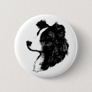 Macaron Rond 5 Cm Pin de border collie