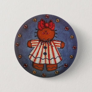 Macaron Rond 5 Cm Pin de bouton de fille de pain d'épice