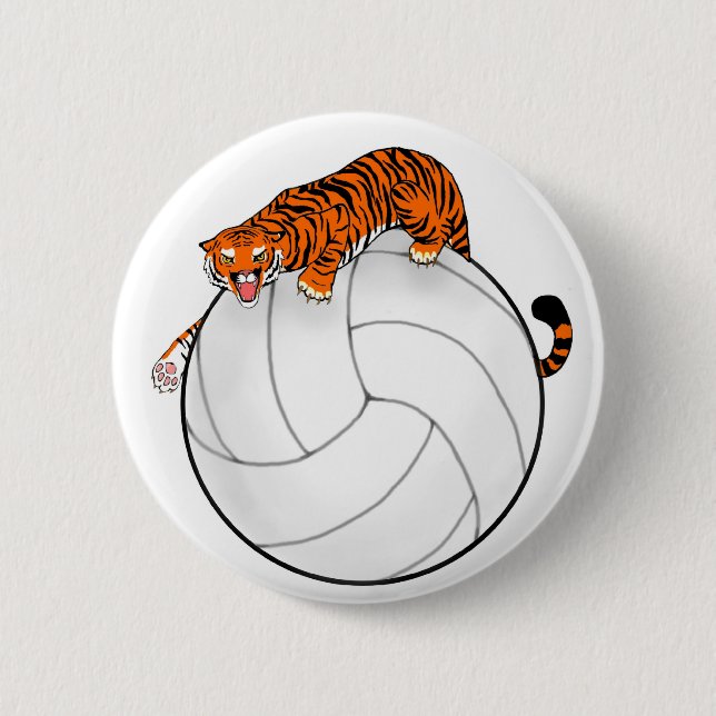 Macaron Rond 5 Cm Pin de bouton de volleyball de tigre (Devant)