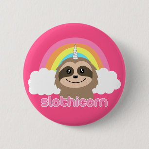 Macaron Rond 5 Cm Pin de bouton d'insigne de Slothicorn de licorne