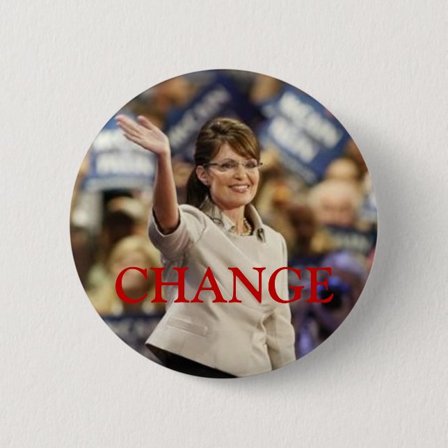 MACARON ROND 5 CM PIN DE CHANGE-SARAH PALIN (Devant)