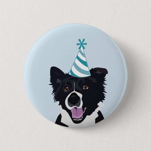 Macaron Rond 5 Cm Pin de chien d'anniversaire (Devant)