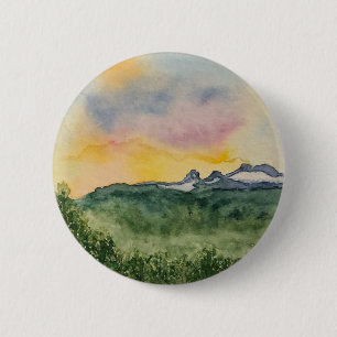 Macaron Rond 5 Cm Pin de coucher du soleil de montagne