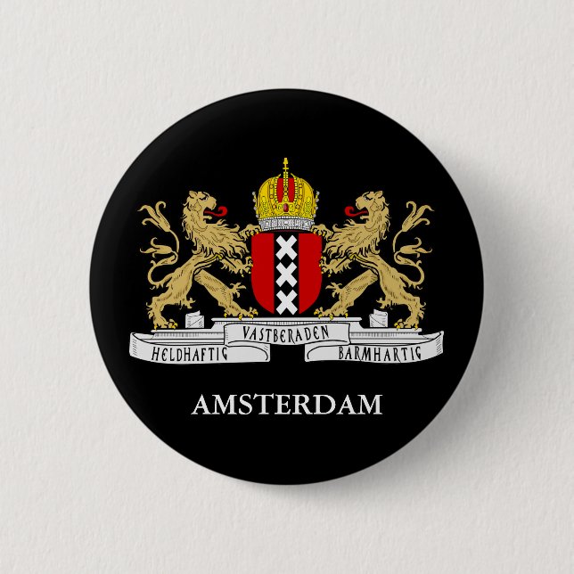 Macaron Rond 5 Cm Pin de drapeau d'Amsterdam (Devant)