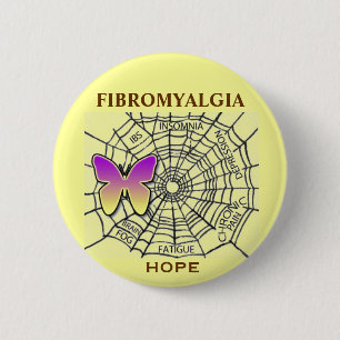 MACARON ROND 5 CM PIN DE FIBROMYALGIE D'ESPOIR - JAUNE