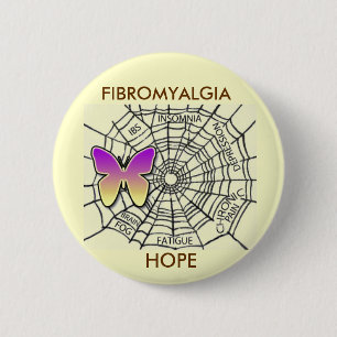 MACARON ROND 5 CM PIN DE FIBROMYALGIE D'ESPOIR - JAUNE