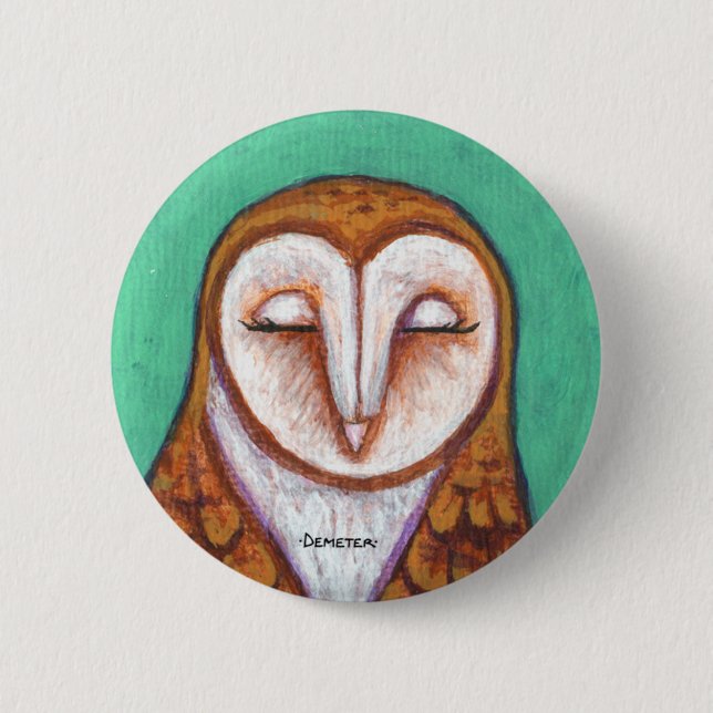 Macaron Rond 5 Cm Pin de hibou de grange (Devant)