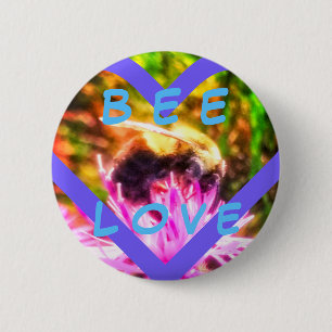 MACARON ROND 5 CM PIN DE MED D'AMOUR D'ABEILLE