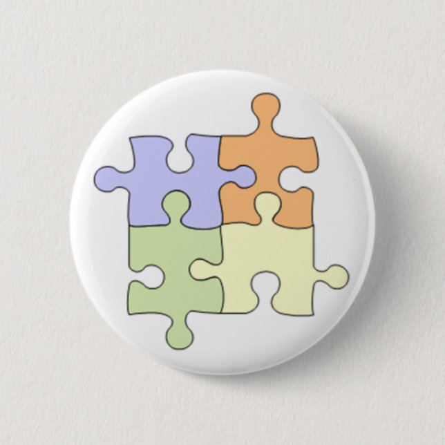 Macaron Rond 5 Cm Pin de morceau de puzzle (Devant)