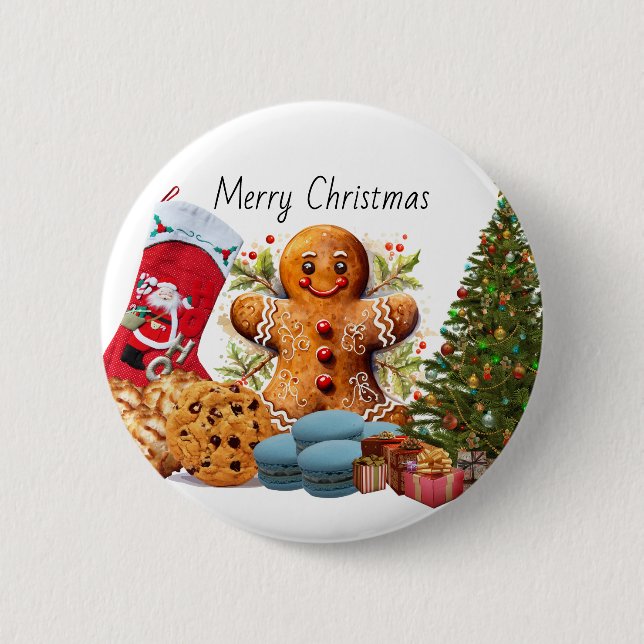 Macaron Rond 5 Cm pin de Noël/ (Devant)