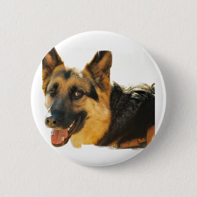 Macaron Rond 5 Cm Pin de photo de chien de berger allemand (Devant)