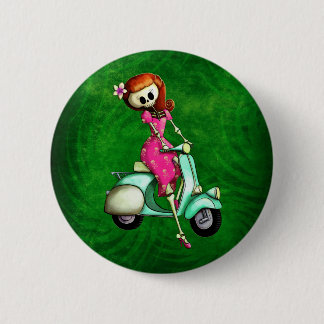 Macaron Rond 5 Cm Pin de squelette vers le haut de fille sur le