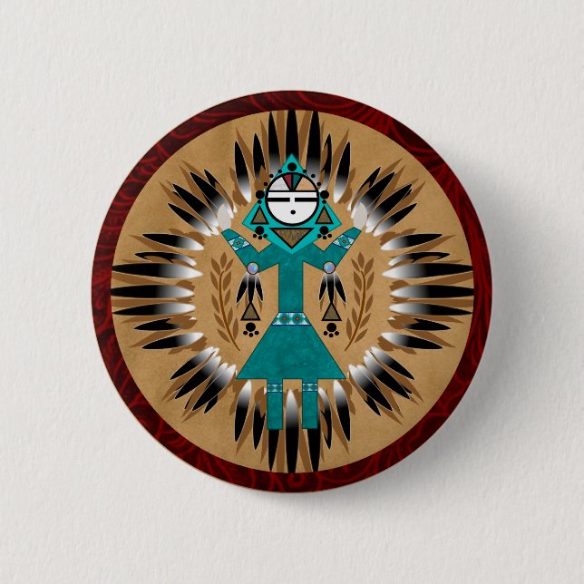 Macaron Rond 5 Cm Pin d'esprit de Natif américain (Devant)