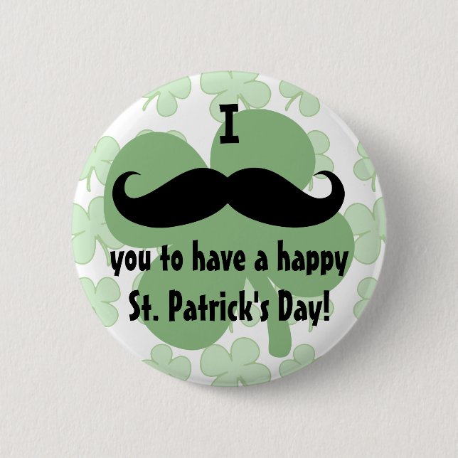 Macaron Rond 5 Cm Pin du jour de St Patrick de moustache (Devant)