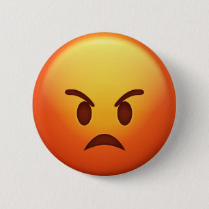 Macaron Rond 5 Cm Pin fâché d'Emoji