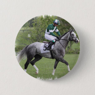 Macaron Rond 5 Cm Pin gris tacheté de cheval de course