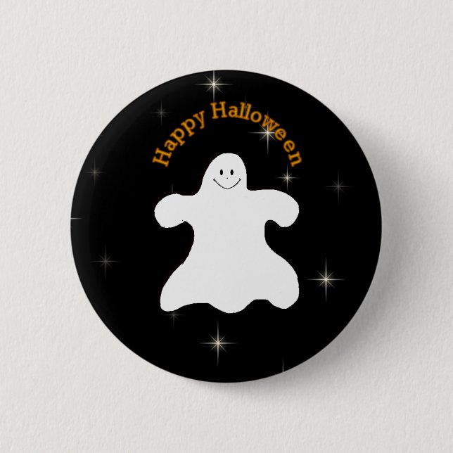 Macaron Rond 5 Cm Pin heureux de fantôme de Halloween (Devant)