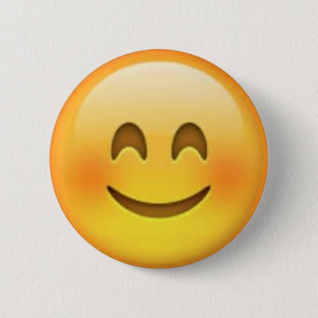 Macaron Rond 5 Cm Pin heureux d'Emoji (Devant)
