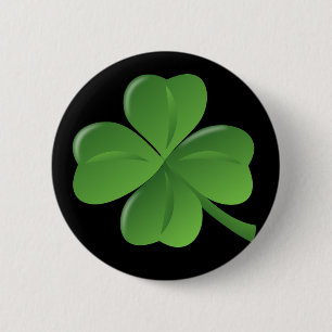 Macaron Rond 5 Cm Pin irlandais de noir de trèfle de 4 feuilles