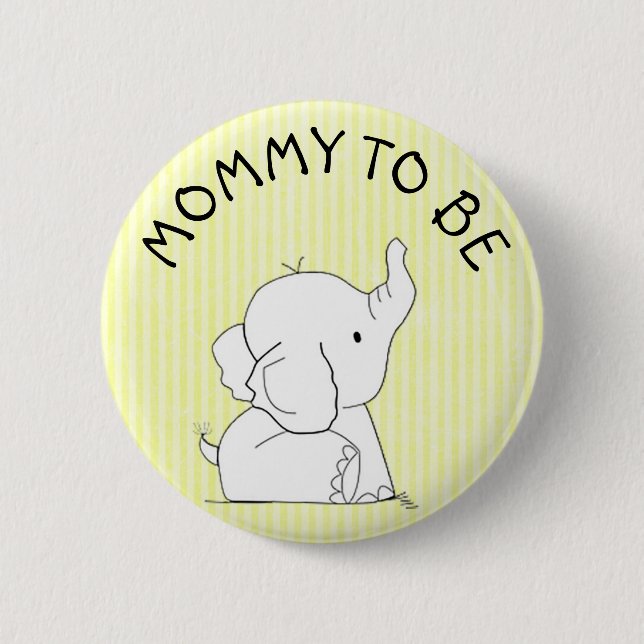 Macaron Rond 5 Cm Pin jaune de baby shower d'éléphant (Devant)