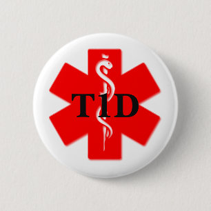 Macaron Rond 5 Cm Pin Médicale d'alerte de diabète de type un