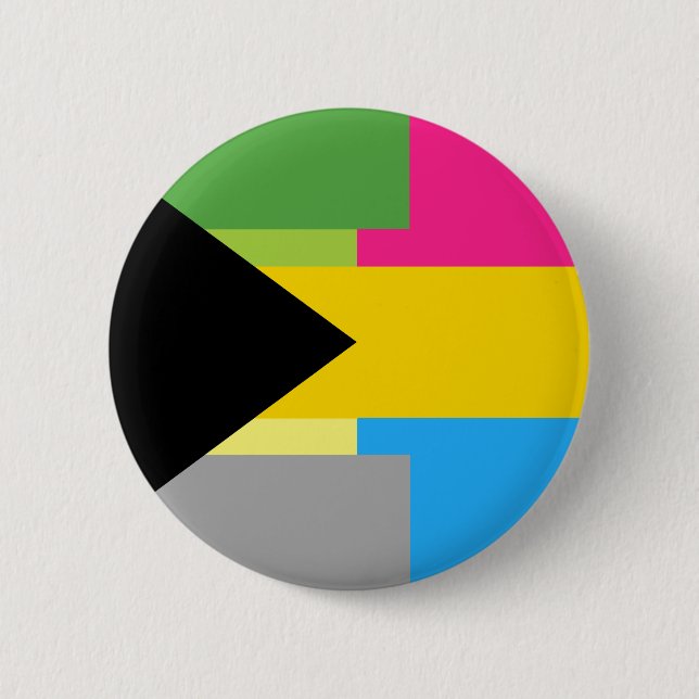 Macaron Rond 5 Cm Pin Pansexual de Demiromantic (Devant)