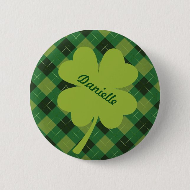 Macaron Rond 5 Cm Pin personnalisé par shamrock vert clair (Devant)