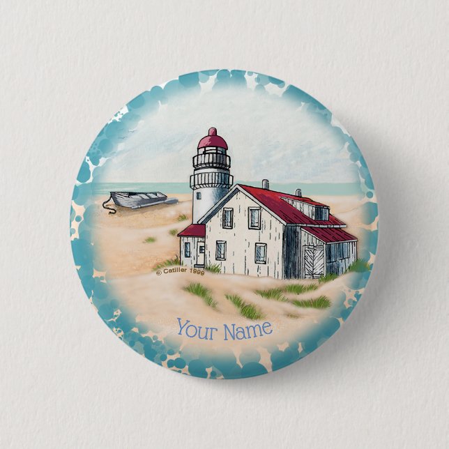 Macaron Rond 5 Cm pin phare Noon (Devant)