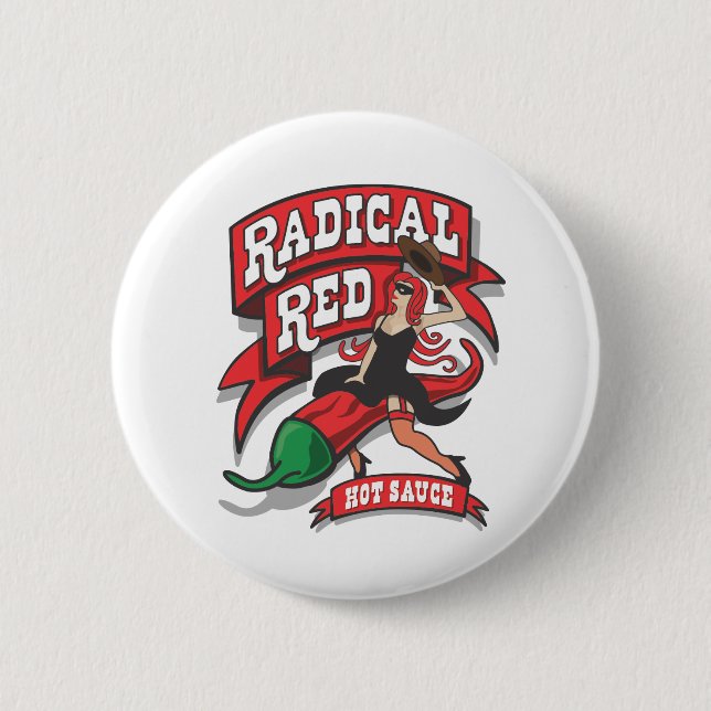 Macaron Rond 5 Cm Pin radical de rouge (Devant)