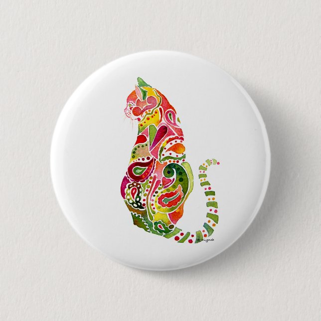 Macaron Rond 5 Cm Pin rond de chat de Paisley (Devant)