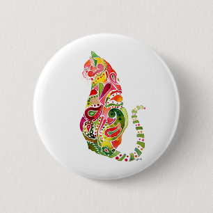 Macaron Rond 5 Cm Pin rond de chat de Paisley