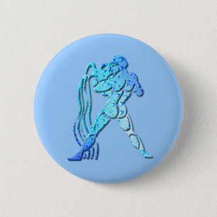 Macaron Rond 5 Cm Pin rond de zodiaque de Verseau