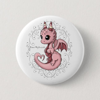 Macaron Rond 5 Cm Pin rose de bouton de dragon d'amour