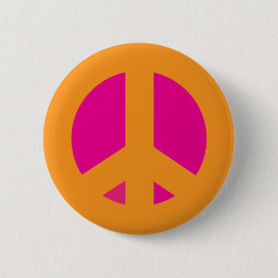 Macaron Rond 5 Cm Pin rose orange de paix
