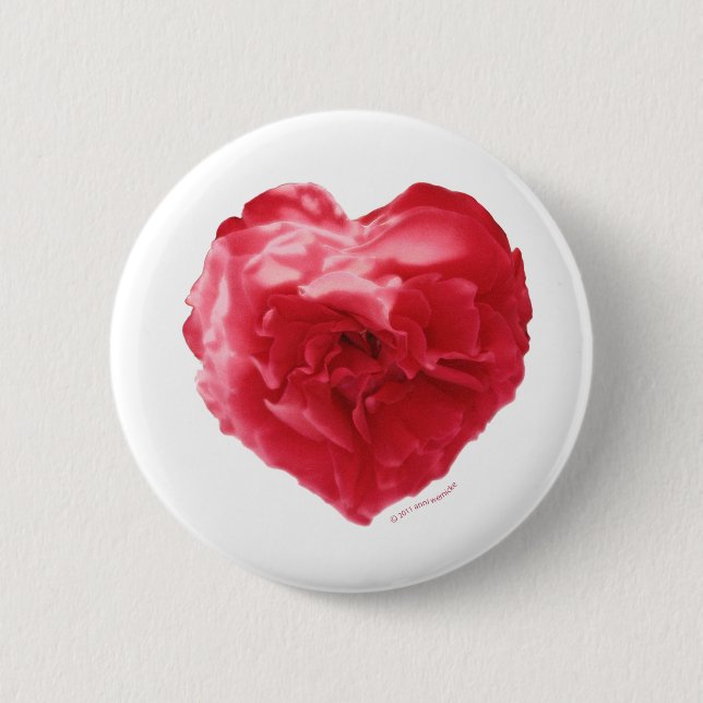 Macaron Rond 5 Cm Pin rouge de coeur rose (Devant)