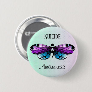 Macaron Rond 5 Cm Pin Semicolon de la Papillon de sensibilisation au