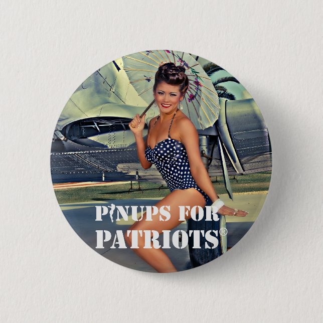 Macaron Rond 5 Cm Pin-up pour des patriotes officiels (Devant)