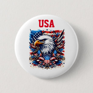 Macaron Rond 5 Cm Pin USA