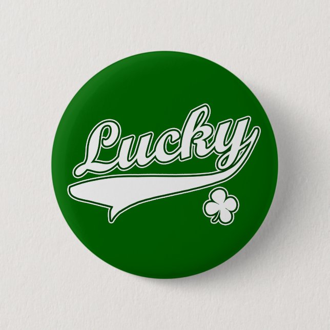 Macaron Rond 5 Cm Pin vert chanceux de bouton (Devant)