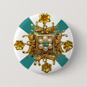 Macaron Rond 5 Cm Pin vintage de bijouterie fantaisie de perles en