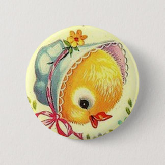 Macaron Rond 5 Cm Pin vintage de bouton de Pâques de poussin de bébé