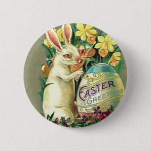 Macaron Rond 5 Cm Pin vintage de lapin de Pâques